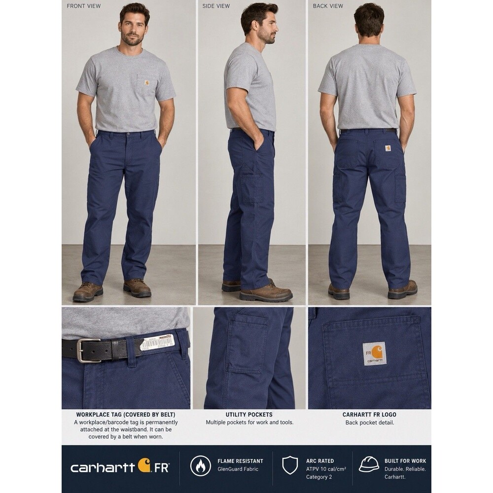 Carhartt FR Men’s 36x30 Navy Flame Resistant Cargo Utility Work Pants Arc Rated